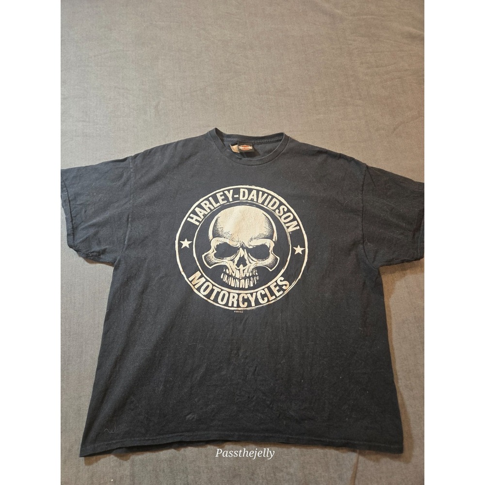 Vtg Harley Davidson T Shirt Mens XXL Black Skull Graphic Oconomowoc Wisconsin